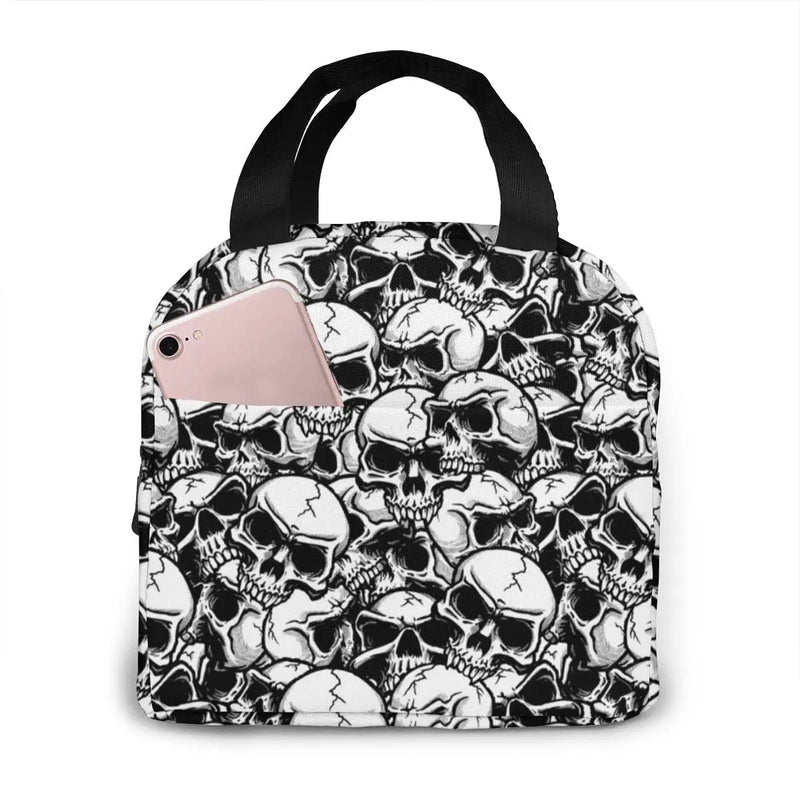 Punk Skull Print Insulated Lunch Bag Cooler Waterproof Picnic Food Storage