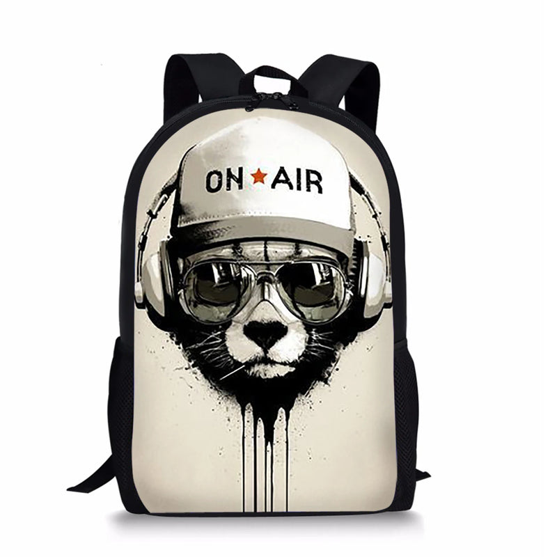 Rock Dog Pattern Men School Bag Padded Back