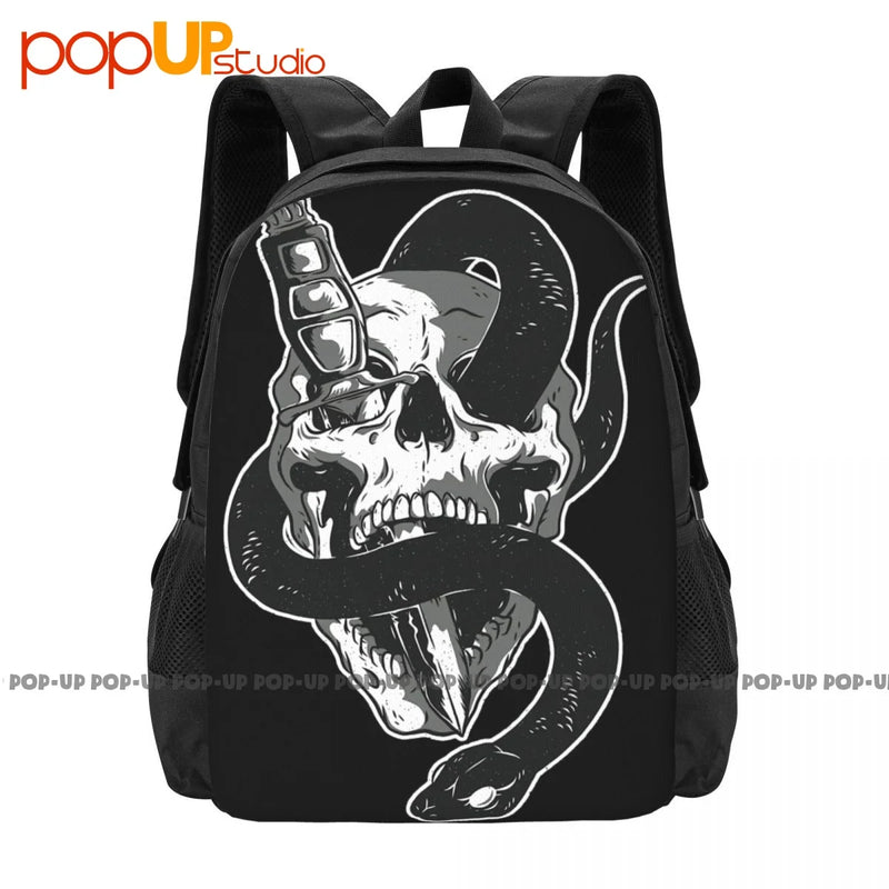 Skull Head & Snake Backpack Large Capacity Schoolbag