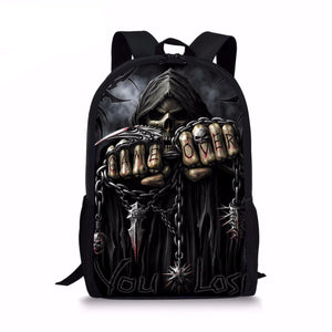 Skull Print Men Backpack Kids Boys Girls School Bags Teenage Bagpack