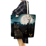 Starry Sky Cat Print Tote Bag Thick Rope Shopping High Capacity Beach Handbag