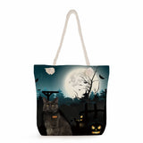 Starry Sky Cat Print Tote Bag Thick Rope Shopping High Capacity Beach Handbag