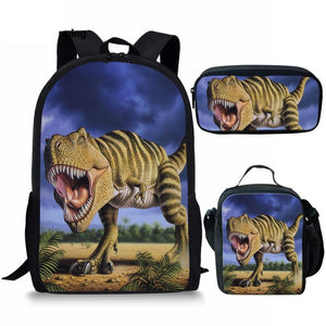T-Rex Dinosaur School Bags Set for Boys Primary Kids Backpack with Pencil Box