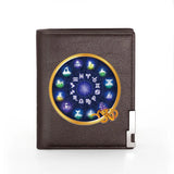 Constellations Print Leather Wallet Men Women Slim Credit Card Holders