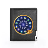 Constellations Print Leather Wallet Men Women Slim Credit Card Holders