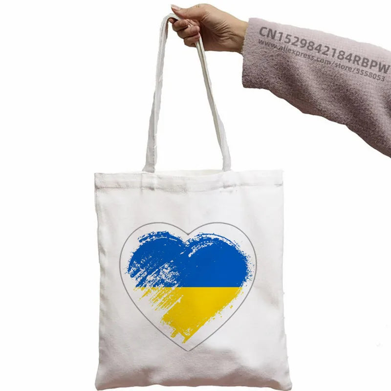 Ukraine Flag Sunflower Vintage Ukrainian Print Canvas Bag