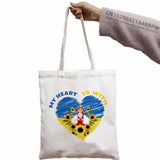 Ukraine Flag Sunflower Vintage Ukrainian Print Canvas Bag