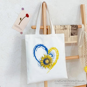 Ukraine Flag Sunflower Vintage Ukrainian Print Canvas Bag