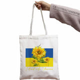 Ukraine Flag Sunflower Vintage Ukrainian Print Canvas Bag