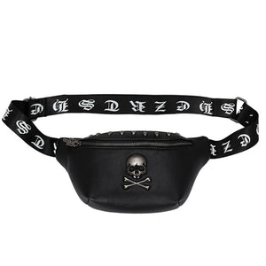 Unisex Waist Bag Pu Leather Chest Bag Skull Fanny Pack Women Waist Pack