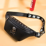 Unisex Waist Bag Pu Leather Chest Bag Skull Fanny Pack Women Waist Pack