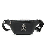 Unisex Waist Bag Pu Leather Chest Bag Skull Fanny Pack Women Waist Pack