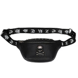 Unisex Waist Bag Pu Leather Chest Bag Skull Fanny Pack Women Waist Pack