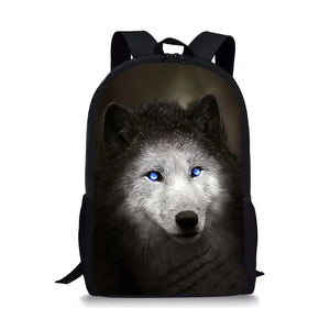 Wolf Print Kids School Backpack for Boys and Girls