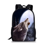 Wolf Print Kids School Backpack for Boys and Girls