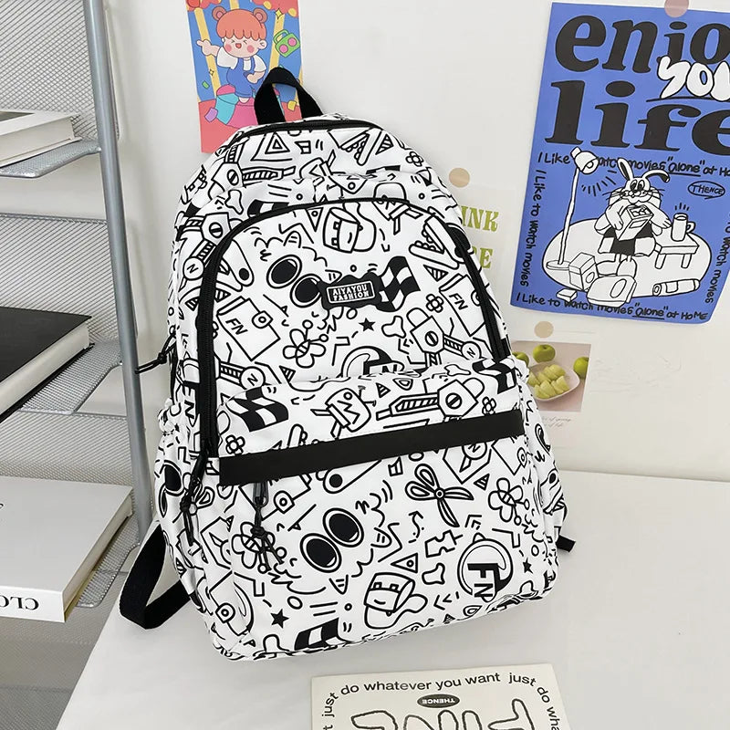 Graffiti Pattern Backpack for Teenage Travel Rucksack