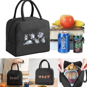 Insulated Thermal Lunch Bag Kids Women Cartoon Print Zipper Canvas Pouch