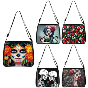 Cool Skull Print Shoulder Bag Women Gothic Travel Messenger Crossbody
