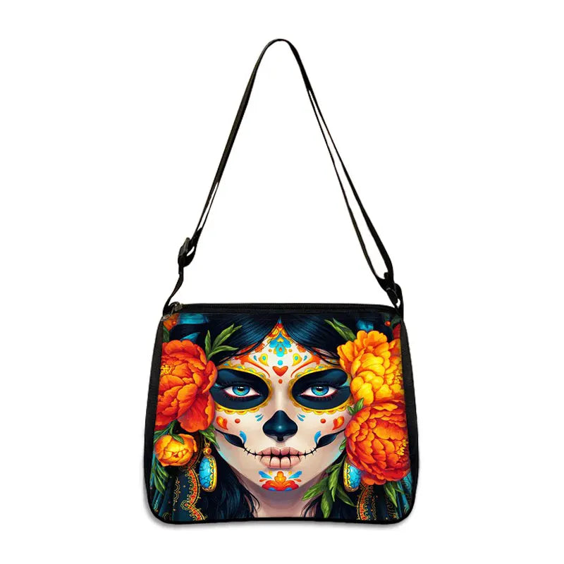 Cool Skull Print Shoulder Bag Women Gothic Travel Messenger Crossbody