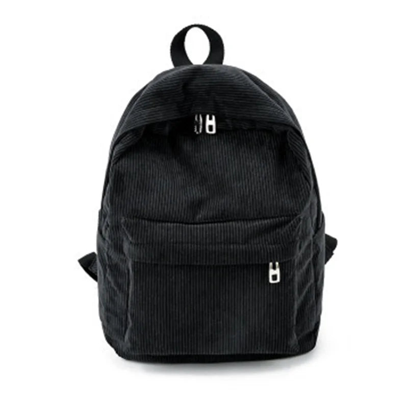 Corduroy Backpack Women School Backpack Pure Female Bagpack Pack