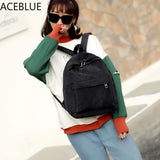 Corduroy Backpack Women School Teenager Girl Bags