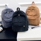 Corduroy Backpack Women School Backpack Teenger Girl School Bags
