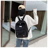Corduroy Backpack Female High School Student Bags Style Class