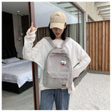 Corduroy Backpack Female High School Student Bags Style Class