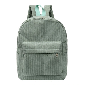 Corduroy Backpack Solid Casual Daypack for Women Girl Student