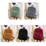 Corduroy Backpack Solid Casual Daypack for Women Girl Student