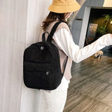 Corduroy Backpack Solid Casual Daypack for Women Girl Student
