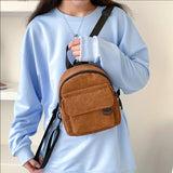 Corduroy Backpack Women's Bag Student Schoolbag Travel Shopping Rucksacks