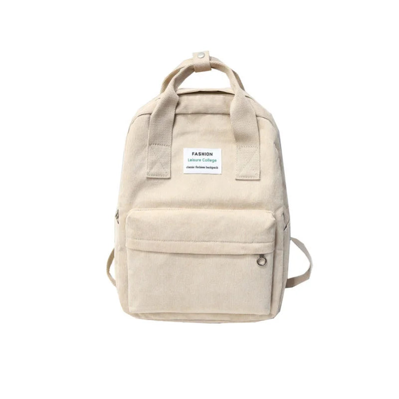 Women's Corduroy Backpack Winter Casual Solid School Bag