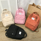 Women's Corduroy Backpack Winter Casual Solid School Bag
