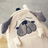Corduroy Backpacks for Teenage Girls Pug Dog Fox Embroidery Women Schoolbags