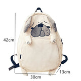 Corduroy Backpacks for Teenage Girls Pug Dog Fox Embroidery Women Schoolbags