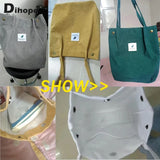 Corduroy Shoulder Bag for Women Soft Storage Reusable Totes Bag