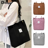 Corduroy Shoulder Bag for Women Soft Storage Reusable Totes Bag