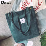 Corduroy Shoulder Bag for Women Soft Storage Reusable Totes Bag