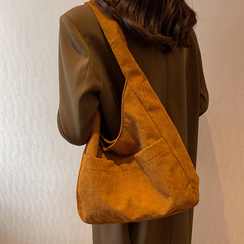Solid Canvas Female Shoulder Tote Bag Casual Women's Hasp Handbag