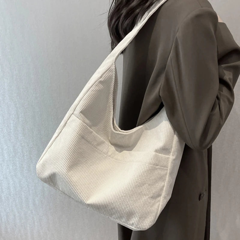 Solid Canvas Female Shoulder Tote Bag Casual Women's Hasp Handbag
