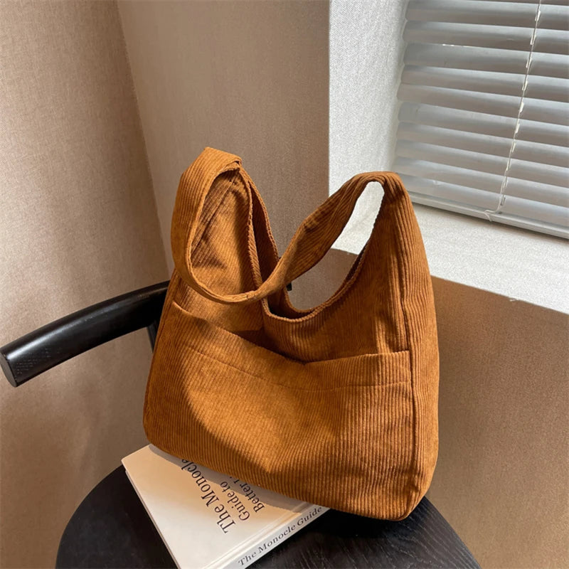 Solid Canvas Female Shoulder Tote Bags Women Casual Handbag