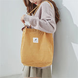 Corduroy Shopper Bag for Women Handbag Autumn Winter Canvas Tote Bag