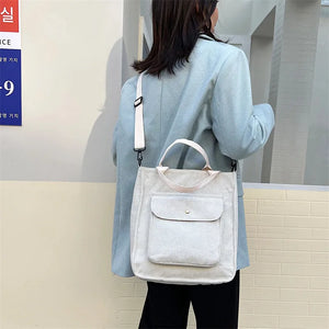Corduroy Bag Women Handbag Autumn Winter Girls School Bookbag