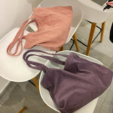 Women's Corduroy Shoulder Bag Large Capacity Tote