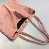 Corduroy Shoulder Bag for Women Zipper Large Capacity Tote Bag