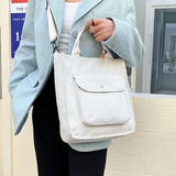 Corduroy Shopper Bag for Women Autumn Winter Canvas Tote Bag