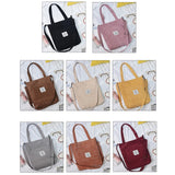 Corduroy Tote Bag Large Capacity Reusable Shoulder Handbag