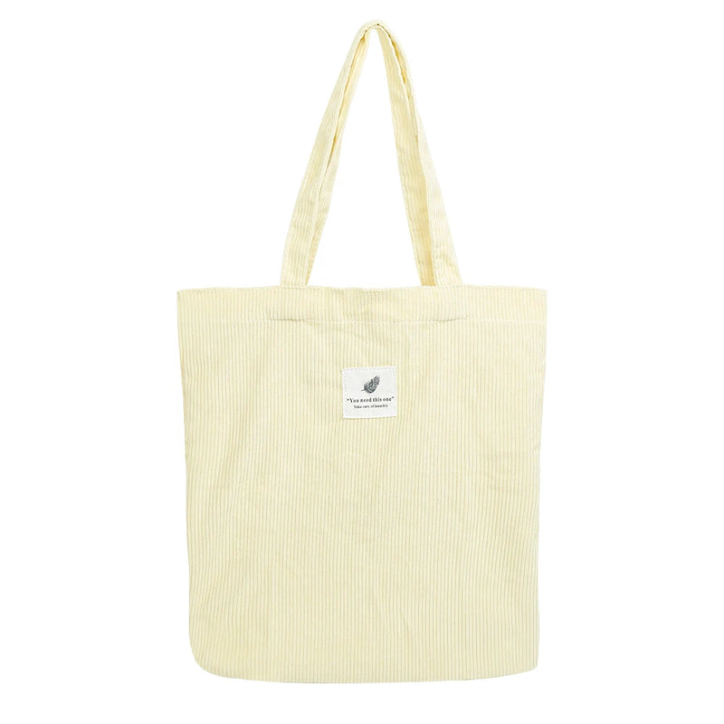 Corduroy Women's Shopper Handbag Canvas Storage Bag