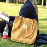 Corduroy Shoulder Bag Canvas Tote Casual Handbag